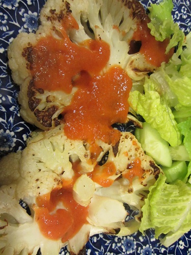 Cauliflower Steaks with Roasted Red Pepper Sauce Recipe by Healthy Diet Habits