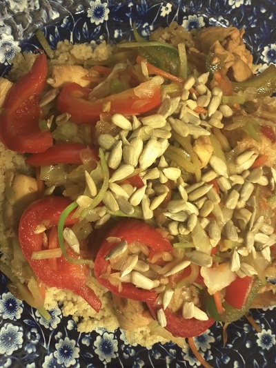 Chicken stir fry with whole wheat couscous | Recipe by Healthy Diet Habits