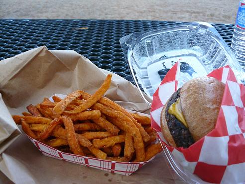 Fast Food Lunches info. from Kerry at Healthy Diet Habits.

Pictured: Veggie Burger on Whole Wheat Bun and Sweet Potato Fries from Burger Me in Truckee, CA