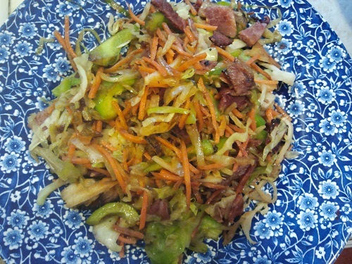Ham and Cabbage Stir Fry by Healthy Diet Habits