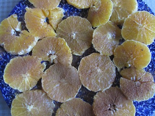 Sliced oranges with cinnamon/sugar