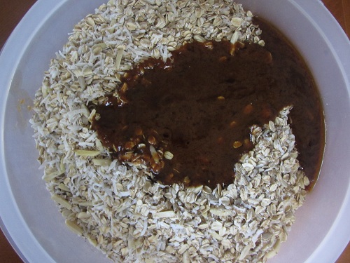 Pumpkin Granola wet and dry ingredients