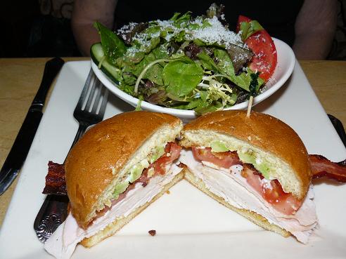 Sandwich and Salad from the Cheesecake Factory - Proper Portion Control would be to split the meal or take half home for a later meal!